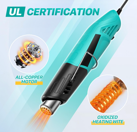Compact Heat Gun - 380W with 2-Temp Settings 480°F-850°F