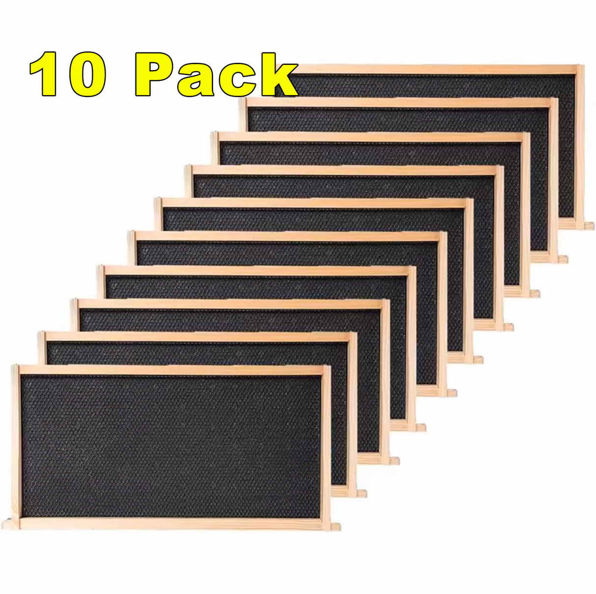 10 Pack Deep Wooden Beehive Frames with Foundation